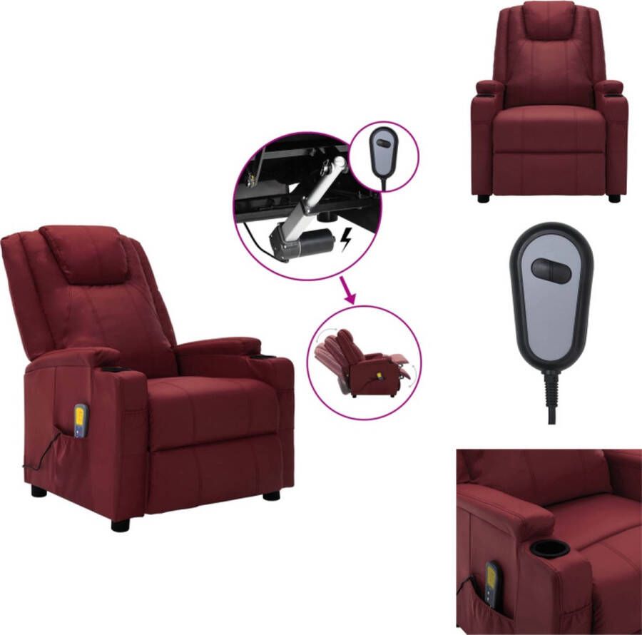 VidaXL Massagefauteuil Elektrisch Verstelbaar Massagefunctie Comfortabele Zit Wijnrood 75x88x100cm Fauteuil