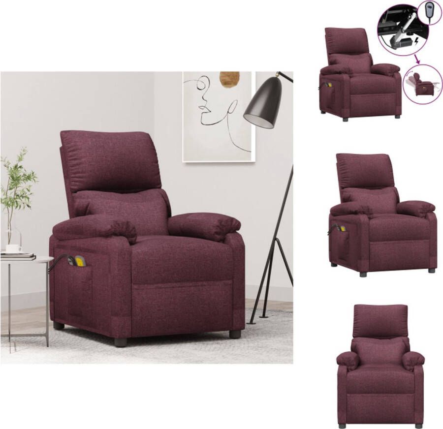 vidaXL Massagefauteuil Elektrisch verstelbaar Massagefunctie Comfortabele zitervaring Stevig en stabiel Paars 71 x 92 x 96.5 cm Fauteuil