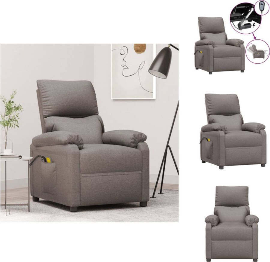 VidaXL Massagefauteuil Elektrisch verstelbaar Massagefunctie Comfortabele zitervaring Stevig en stabiel Taupe kleur 71x92x96.5cm Fauteuil