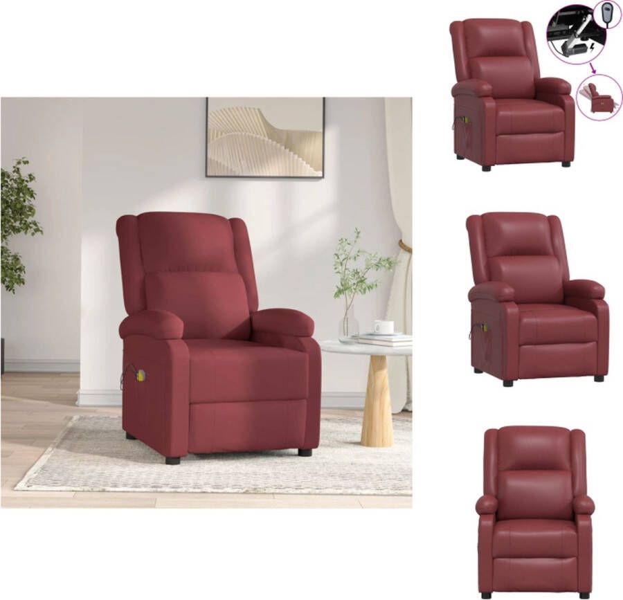 VidaXL Massagefauteuil Elektrisch verstelbaar Massagefunctie Kunstleer Wijnrood 70x93x98 cm Fauteuil