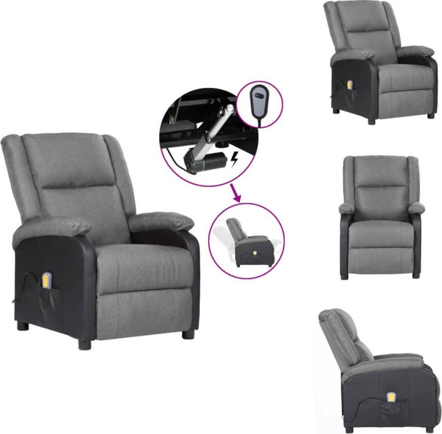 VidaXL Massagefauteuil Elektrisch verstelbaar Met massagefunctie Comfortabele zitervaring Stevig en stabiel frame Lichtgrijs 70x93x98 cm Fauteuil