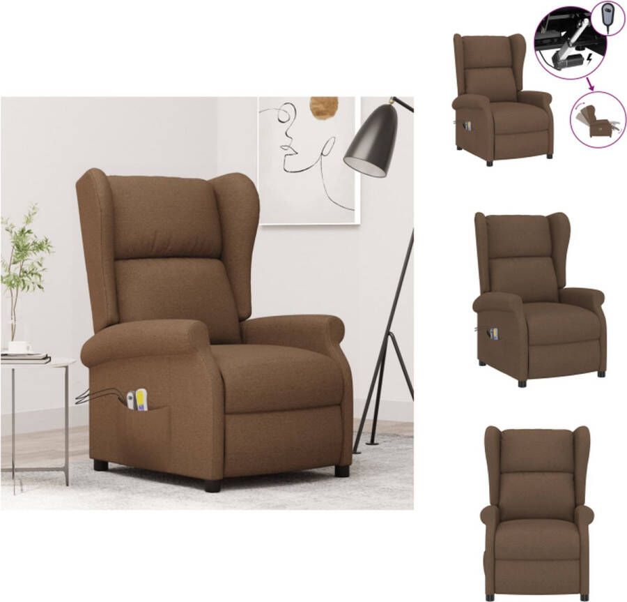 VidaXL Massagefauteuil Elektrisch verstelbaar Vibratie- en warmtefunctie Bruin 73x95x103 cm 6-punts trillingsmassage 100% polyester Fauteuil