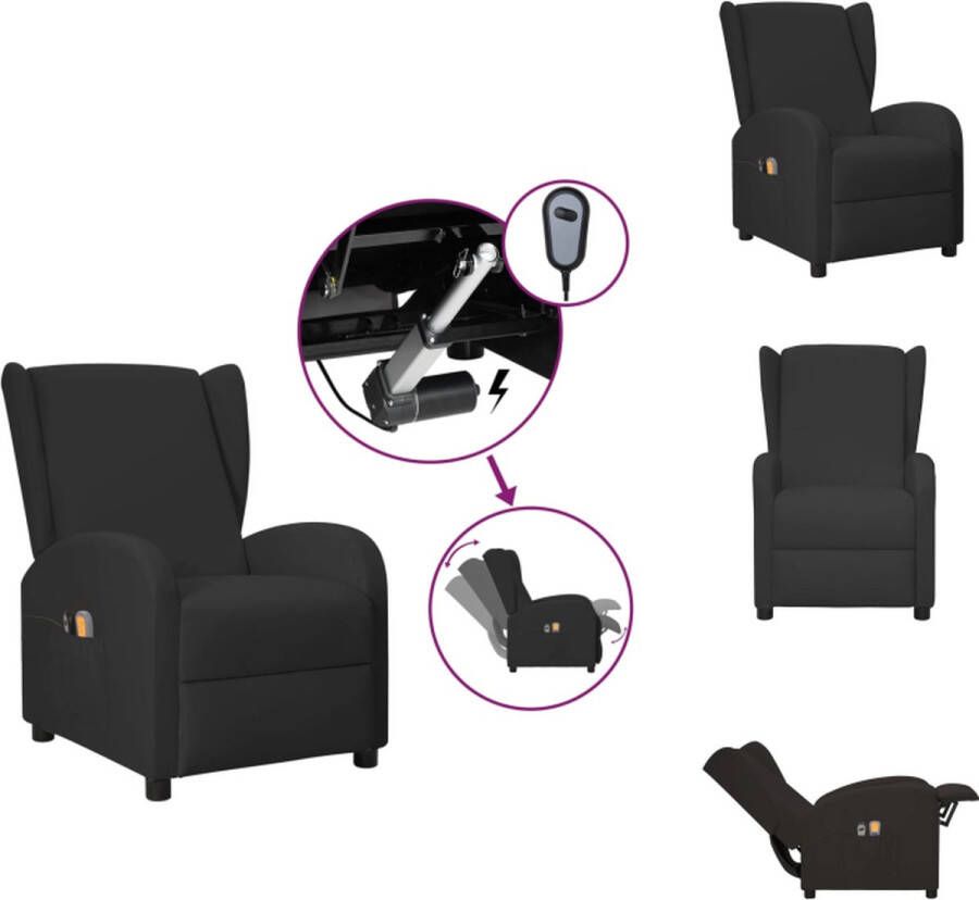 VidaXL Massagefauteuil Elektrisch Verstelbaar Zwart 66x94x98.5 cm Massage en Verwarming Kunstleer Fauteuil