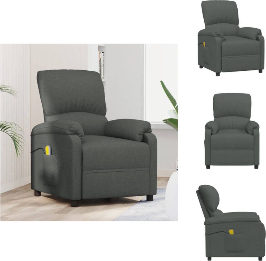 vidaXL Massagefauteuil Verstelbaar 6-punts massage Donkergrijs 71x95x102 cm Fauteuil