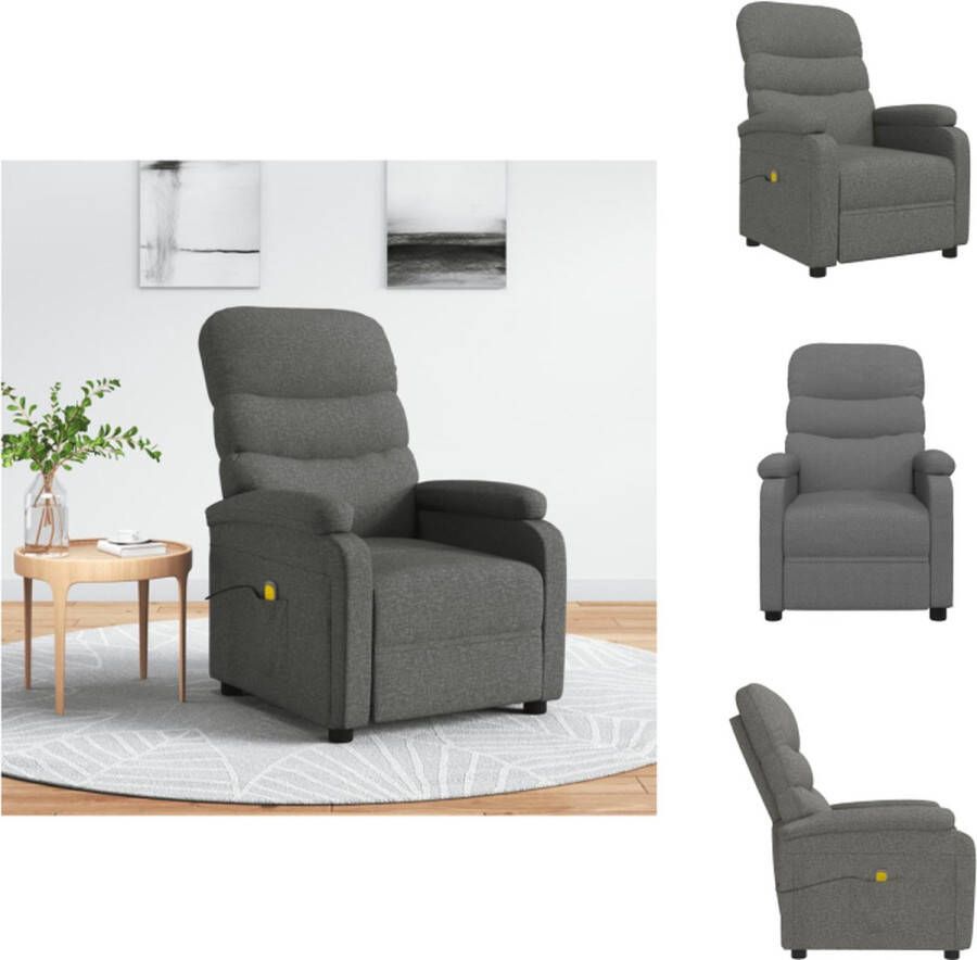 vidaXL Massagefauteuil Verstelbaar 6-punts trillingsmassage Donkergrijs 75 x 91 x 101 cm Fauteuil