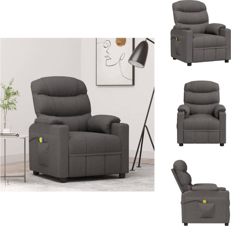 vidaXL Massagefauteuil Verstelbaar 6-punts trillingsmassage Donkergrijs 75.5 x 92 x 105 cm Fauteuil