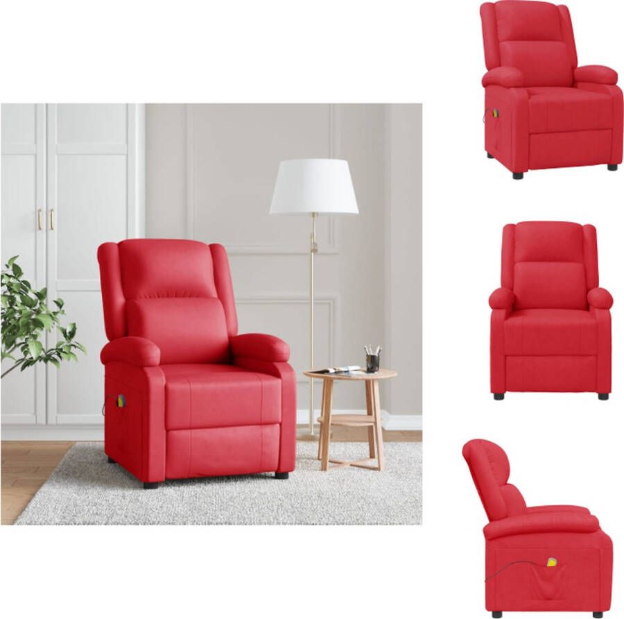 vidaXL Massagefauteuil Verstelbaar 6-punts trillingsmassage Kunstleer Rood 70x93x98cm Fauteuil