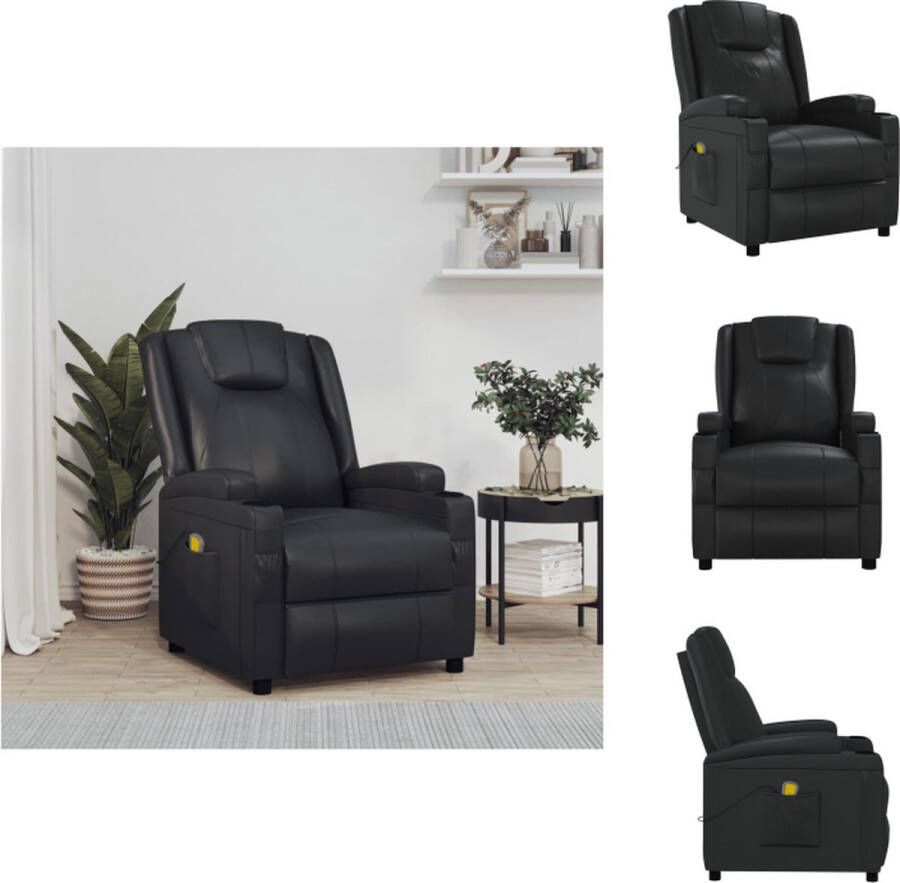 VidaXL Massagefauteuil Verstelbaar 6-Punts Trillingsmassage Kunstleer Zwart 75x88x100 cm Fauteuil