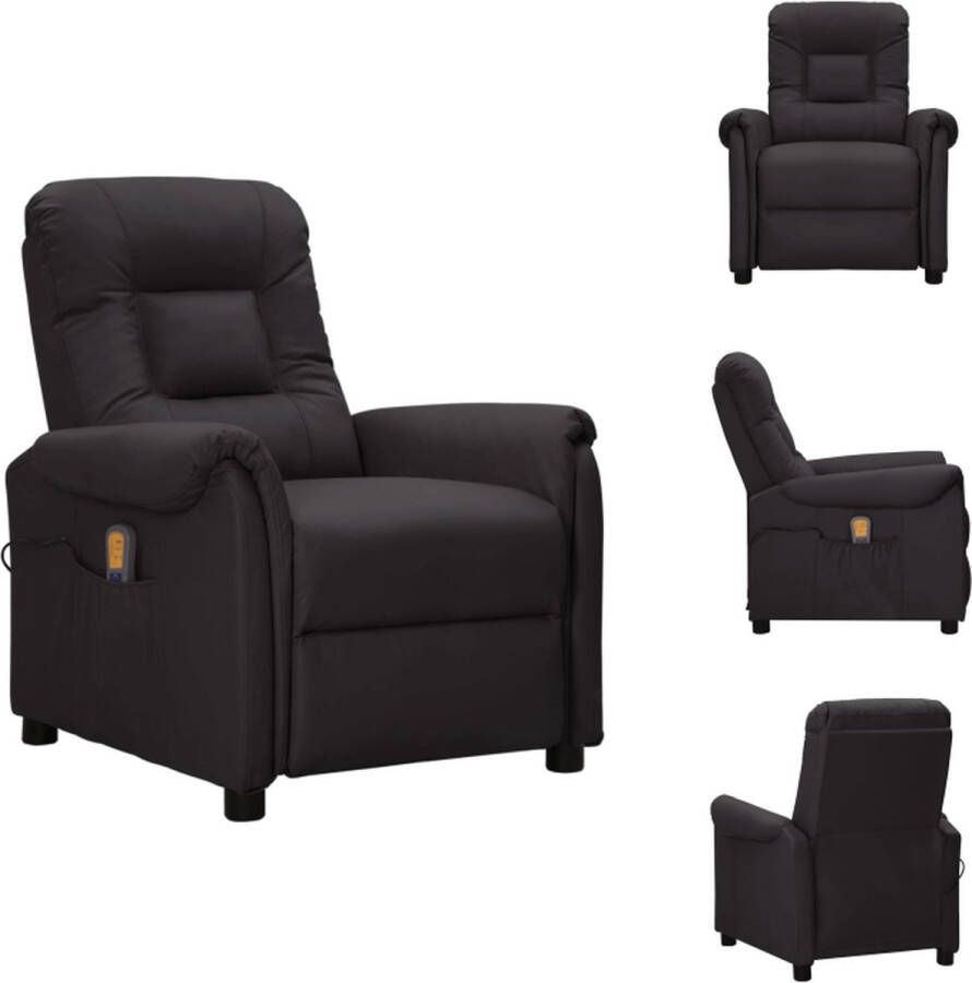 VidaXL Massagefauteuil Verstelbaar 6-punts trillingsmassage Kunstleer Zwart 78.5 x 90 x 93 cm Fauteuil