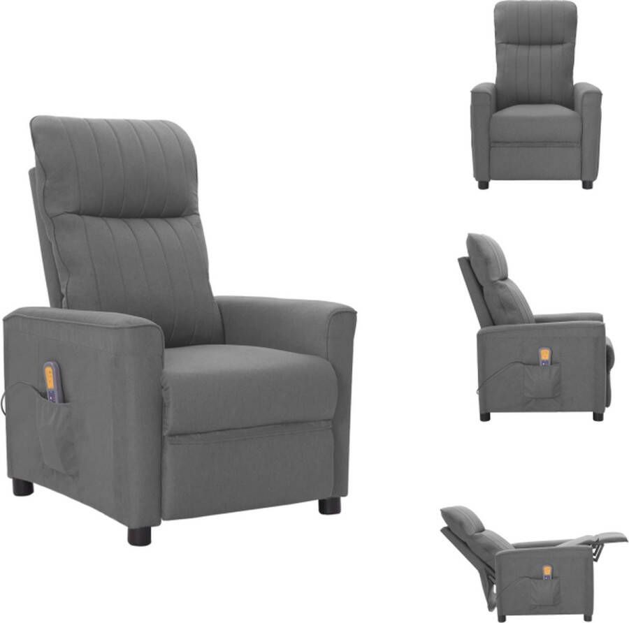 VidaXL Massagefauteuil Verstelbaar 6-punts trillingsmassage Lichtgrijs 73.5 x 96 x 101 cm Fauteuil