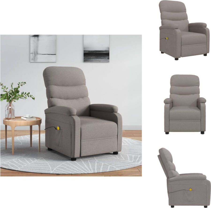VidaXL Massagefauteuil verstelbaar 6-punts trillingsmassage taupe 75x91x101cm Fauteuil - Foto 2