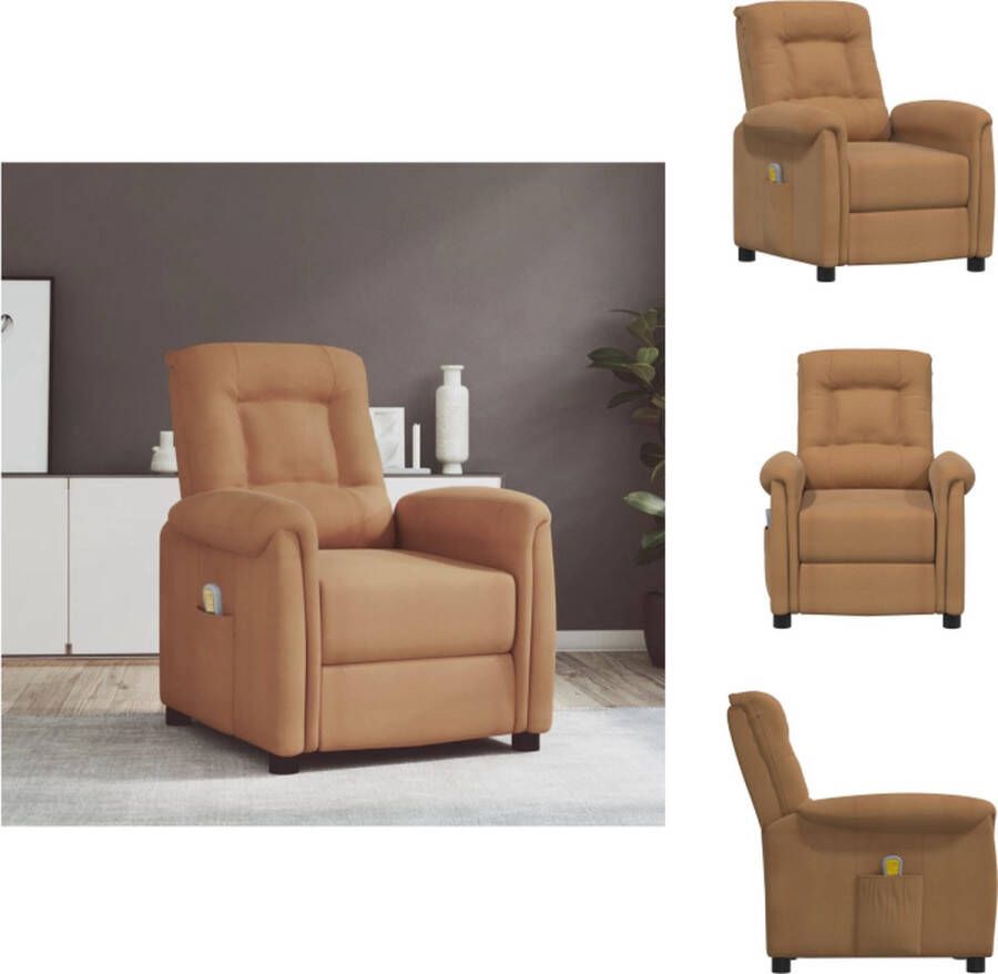 VidaXL Massagefauteuil Verstelbaar 6-punts trillingsmassage Taupe 78.5 x 90 x 93 cm Fauteuil