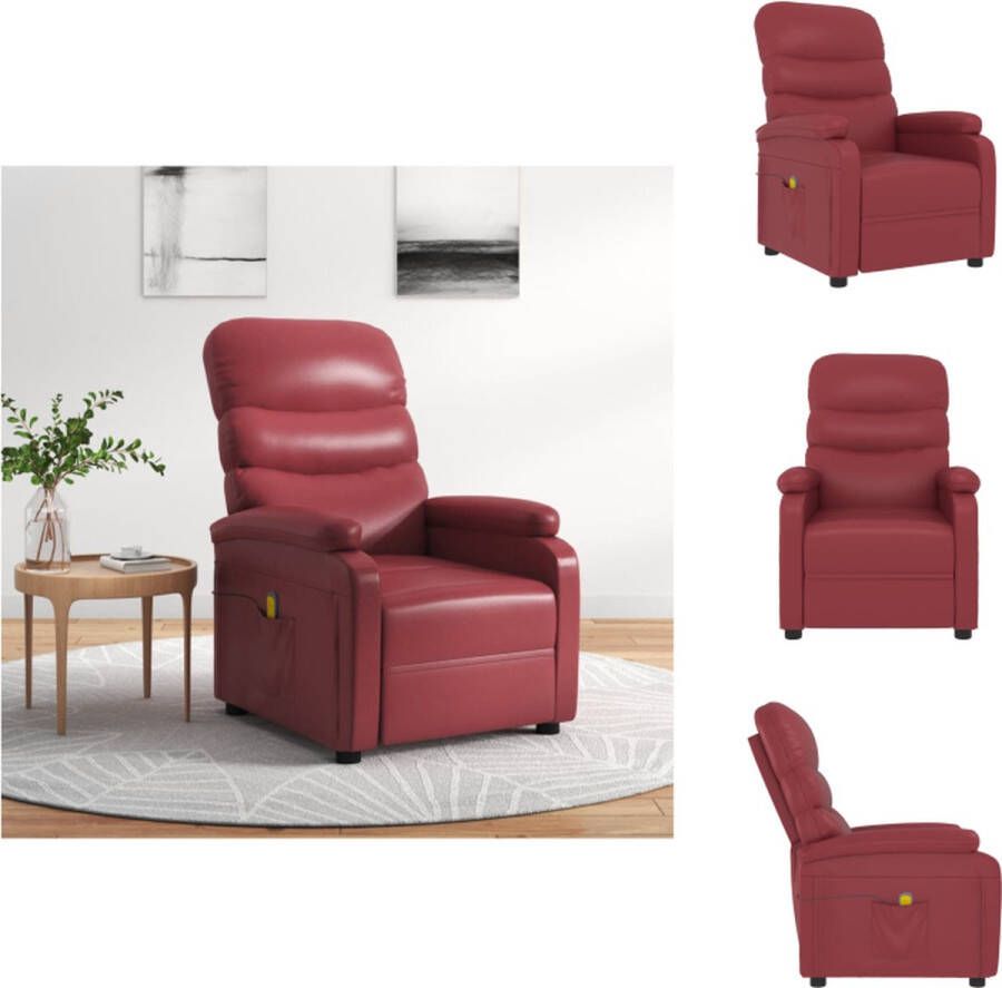 VidaXL Massagefauteuil Verstelbaar 6-punts trillingsmassage Wijnrood 75x91x101 cm Fauteuil