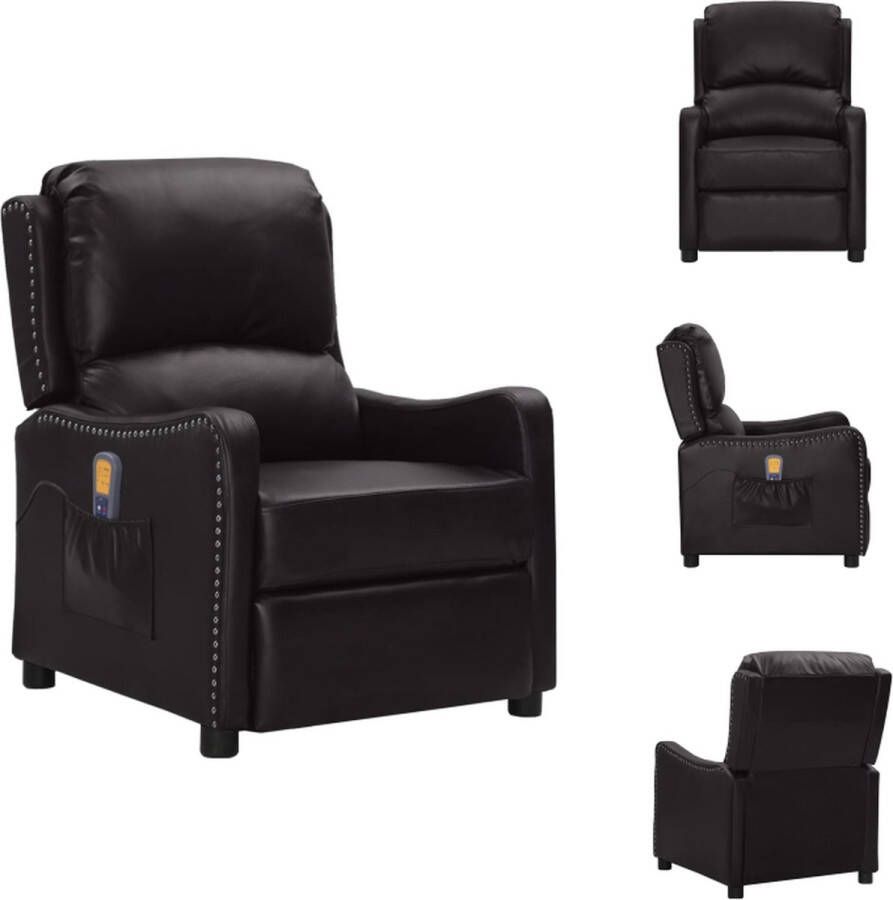 vidaXL Massagefauteuil Verstelbaar 6-punts trillingsmassage Zwart 67x83x95.5 cm Kunstleer Fauteuil