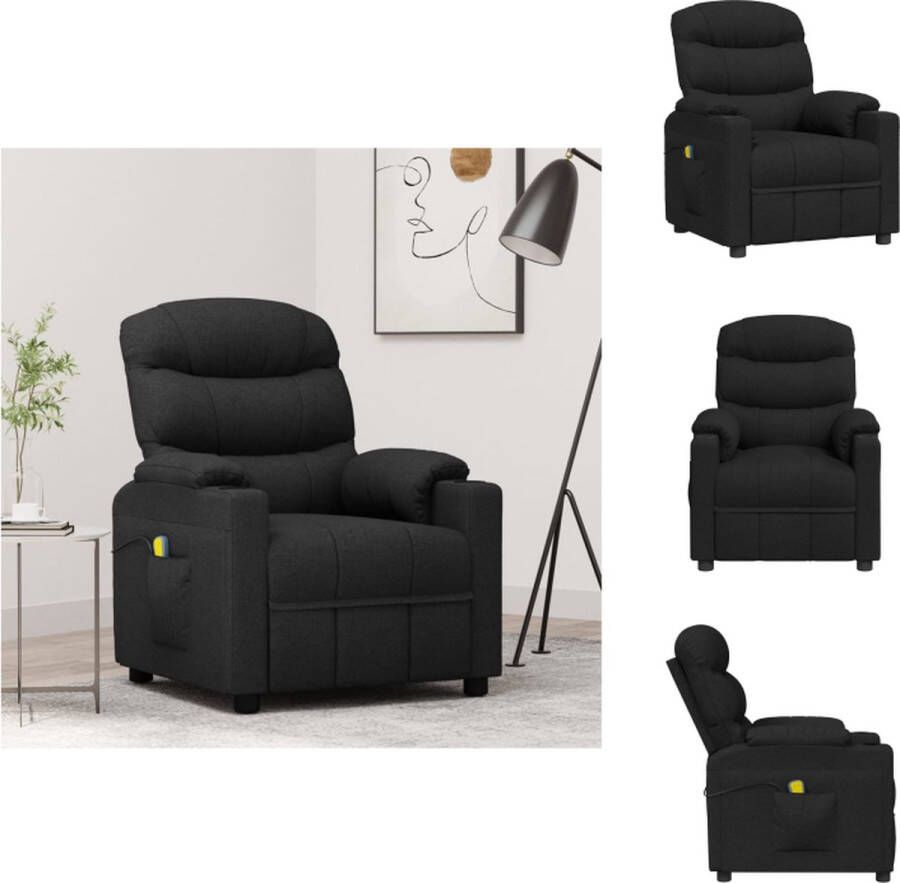 vidaXL Massagefauteuil Verstelbaar 6-punts trillingsmassage Zwart Fauteuil