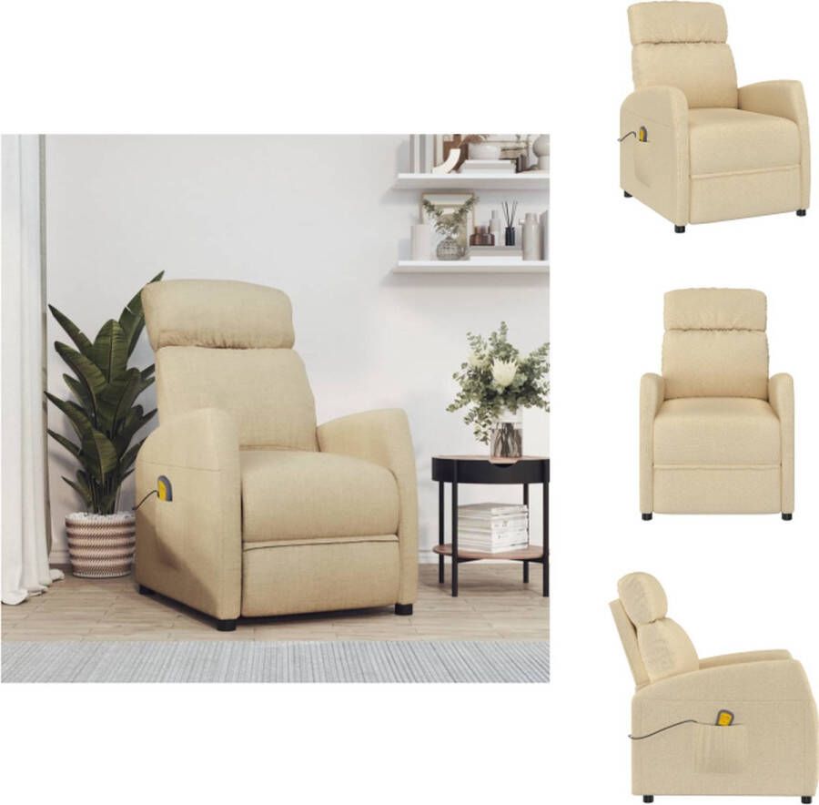 VidaXL Massagefauteuil Verstelbaar 65x97x104.5cm Crème Met massagefunctie Fauteuil