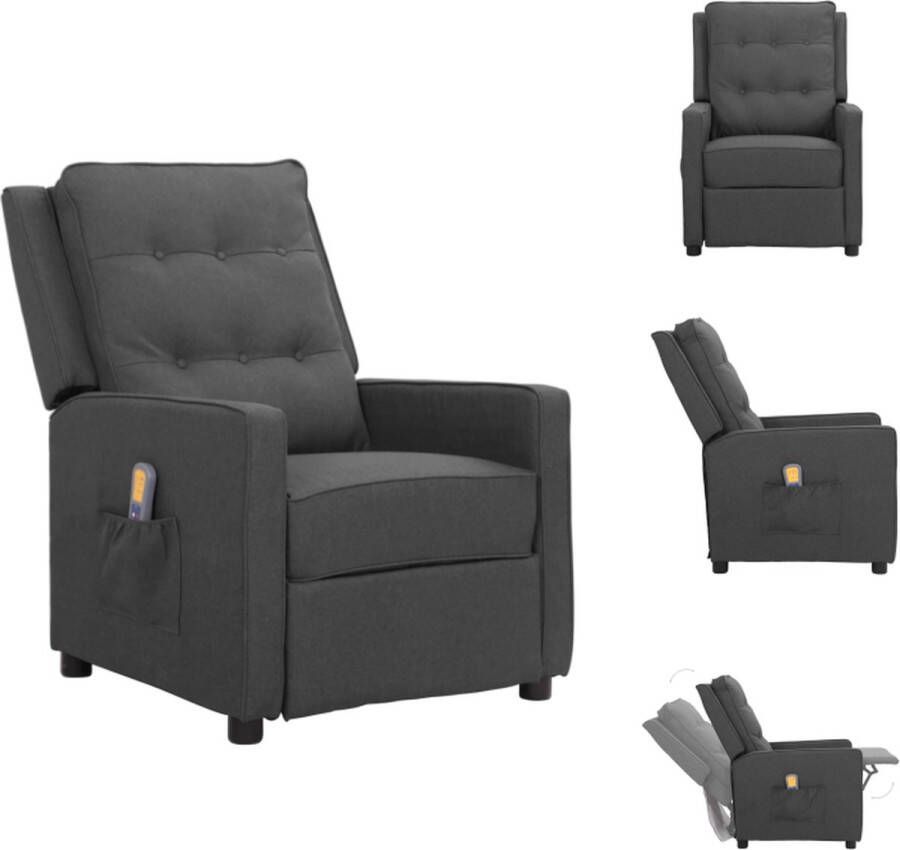 VidaXL Massagefauteuil Verstelbaar 70 x 90.5 x 101 cm Donkergrijs Fauteuil