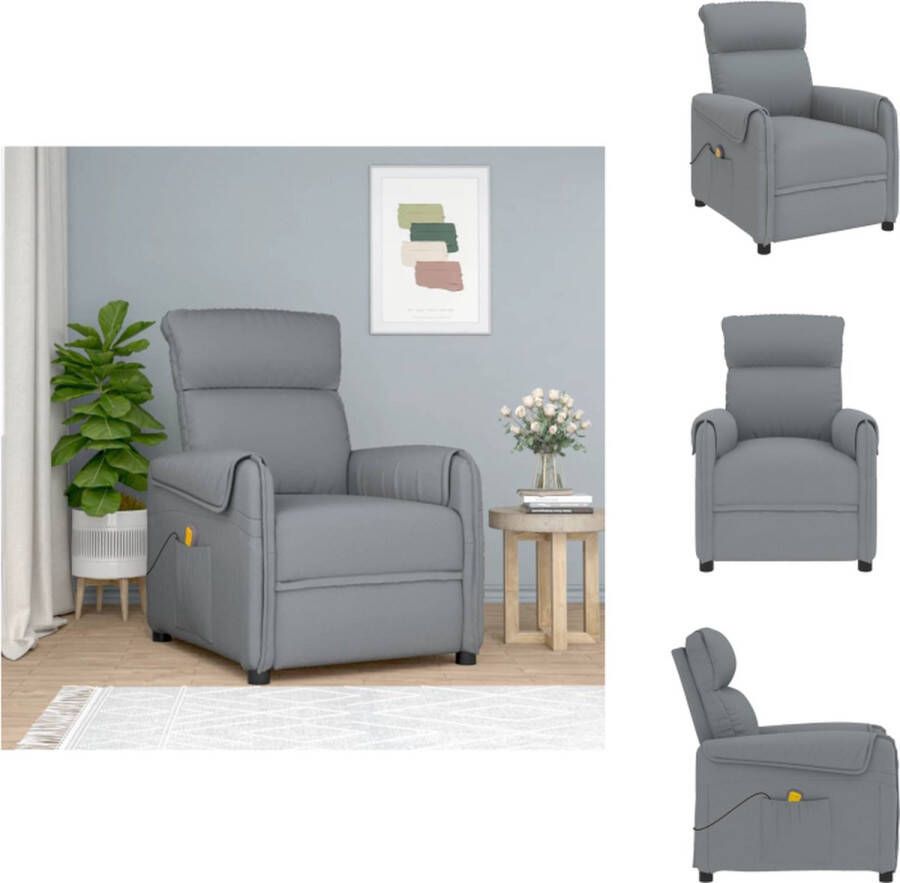 vidaXL Massagefauteuil Verstelbaar 71 x 142 x 80 cm 6-punts trillingsmassage Lichtgrijs Fauteuil