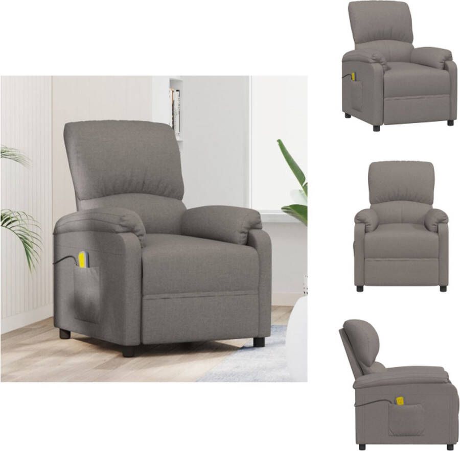 vidaXL Massagefauteuil Verstelbaar 71x95x102 cm Taupe Stof Multiplex Metaal Fauteuil