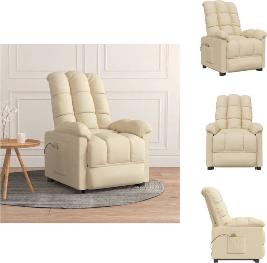 vidaXL Massagefauteuil Verstelbaar 74x99x102 cm Crème Stof Fauteuil