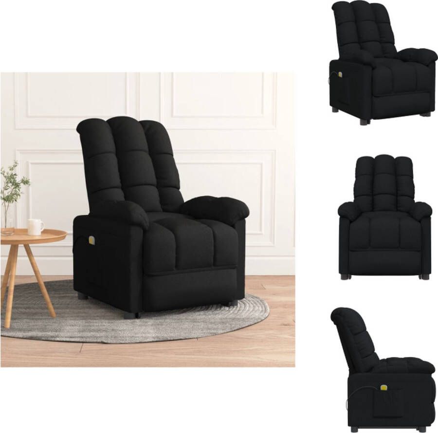 VidaXL Massagefauteuil Verstelbaar 74x99x102 cm Zwart stof 6-punts trillingsmassage USB Fauteuil