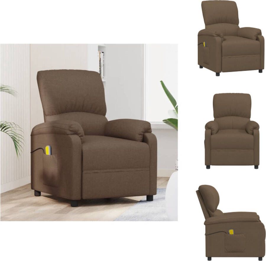 vidaXL Massagefauteuil Verstelbaar Bruin 71 x 95 x 102 cm (B x D x H) 6-punts trillingsmassage Fauteuil