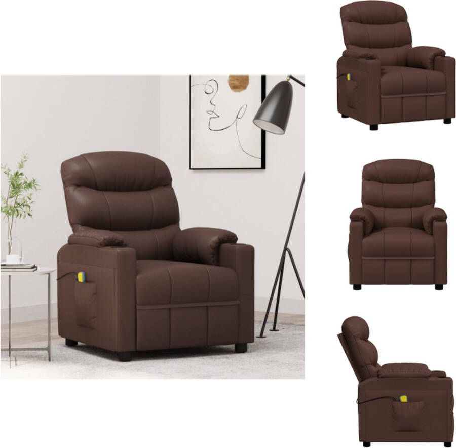 VidaXL Massagefauteuil Verstelbaar Bruin 75.5 x 92 x 105 cm 6-punts massage Fauteuil