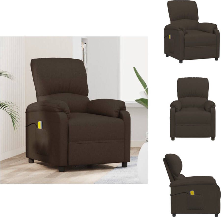 VidaXL Massagefauteuil Verstelbaar Donkerbruin 71x95x102 cm 6-punts trillingsmassage Fauteuil