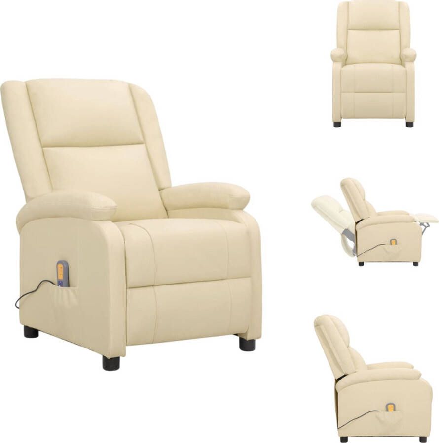 vidaXL Massagefauteuil Verstelbaar in 3 posities 6-punts trillingsmassage Crème 70 x 93 x 98 cm Fauteuil