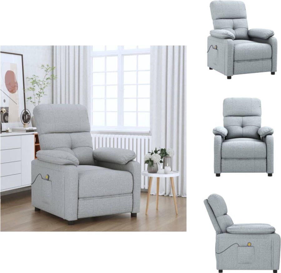 VidaXL Massagefauteuil Verstelbaar Lichtgrijs 73 x 90 x 100 cm 6 Massageprogrammas Fauteuil - Foto 2