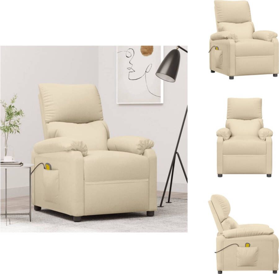 VidaXL Massagefauteuil Verstelbaar Massagefunctie Comfortabel Crème 73 x 92 x 101 cm Fauteuil