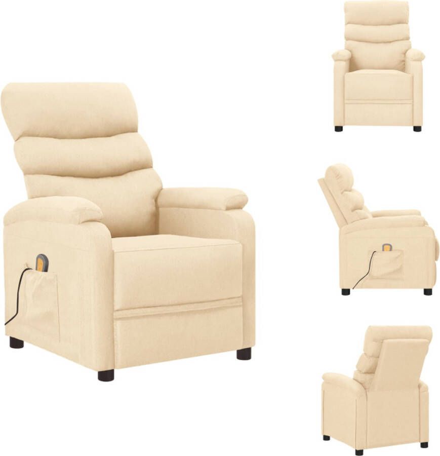 VidaXL Massagefauteuil Verstelbaar Massagefunctie Comfortabel Stevig Crème 75x91x101 cm Fauteuil