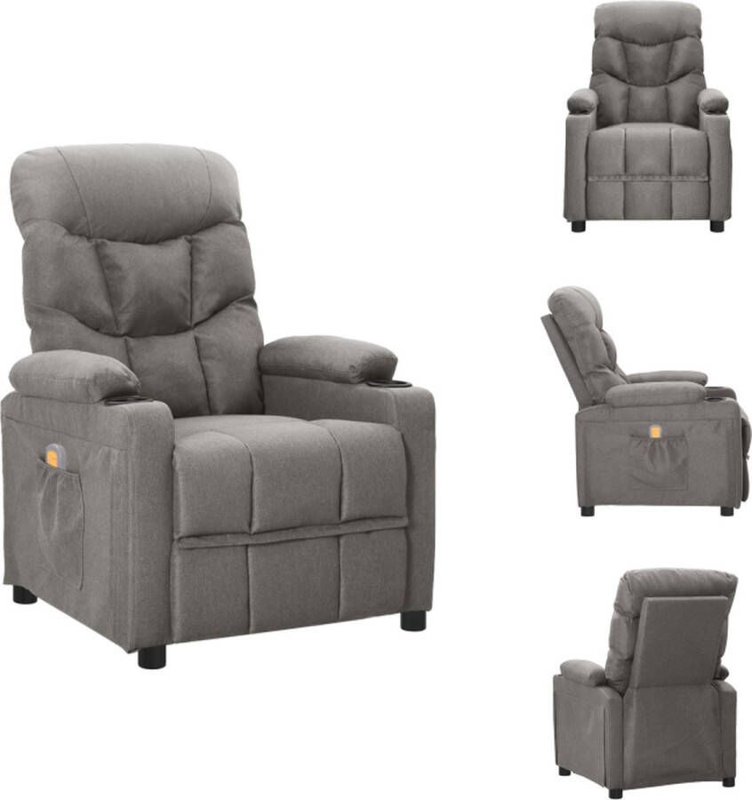 vidaXL Massagefauteuil Verstelbaar Massagefunctie Comfortabel Stof Hout en Metaal Lichtgrijs 75x93x104.5cm Fauteuil