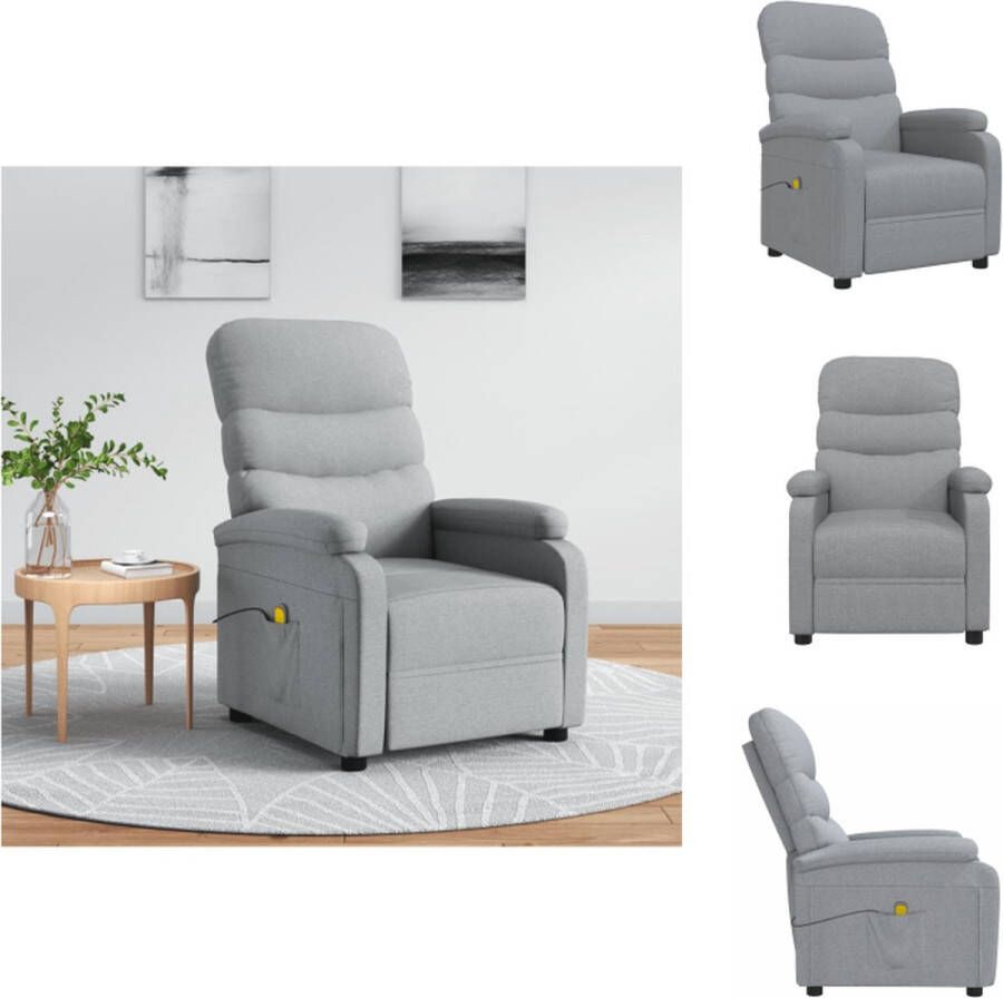 VidaXL Massagefauteuil Verstelbaar Massagefunctie Comfortabel Stof Lichtgrijs 75x91x101 cm Fauteuil