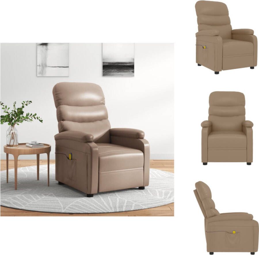 vidaXL Massagefauteuil Verstelbaar Massagefunctie Comfortabel zitcomfort Kunstleer Stevig frame Cappuccino 75x91x101cm Fauteuil