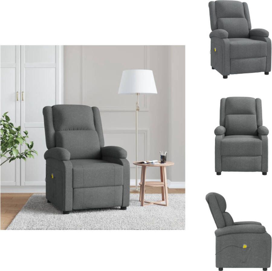 vidaXL Massagefauteuil Verstelbaar Massagefunctie Comfortabele zit Stevig frame Donkergrijs 70x93x98 cm Fauteuil