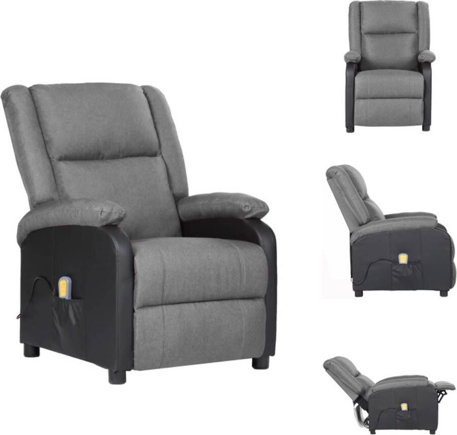 VidaXL Massagefauteuil Verstelbaar Massagefunctie Comfortabele zitervaring Stevig en stabiel frame Lichtgrijs 70 x 93 x 98 cm Fauteuil