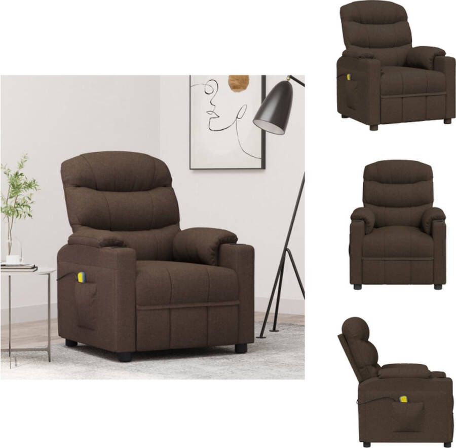 vidaXL Massagefauteuil Verstelbaar Massagefunctie Comfortabele zitting Donkerbruin Fauteuil