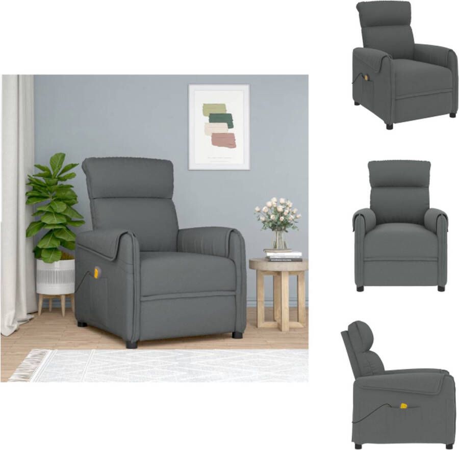 vidaXL Massagefauteuil Verstelbaar Massagefunctie Comfortabele zitting Donkergrijs 71 x 95 x 95 cm Fauteuil