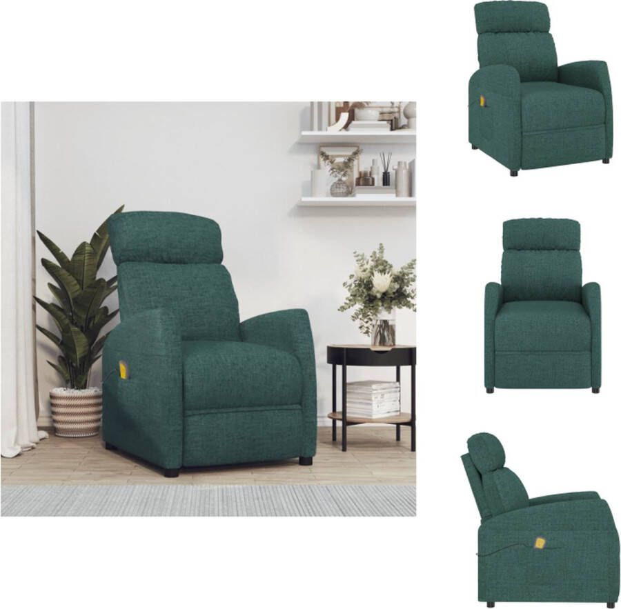 VidaXL Massagefauteuil Verstelbaar Massagefunctie Comfortabele zitting Stevig en stabiel frame Donkergroen 65 x 97 x 104.5 cm Fauteuil