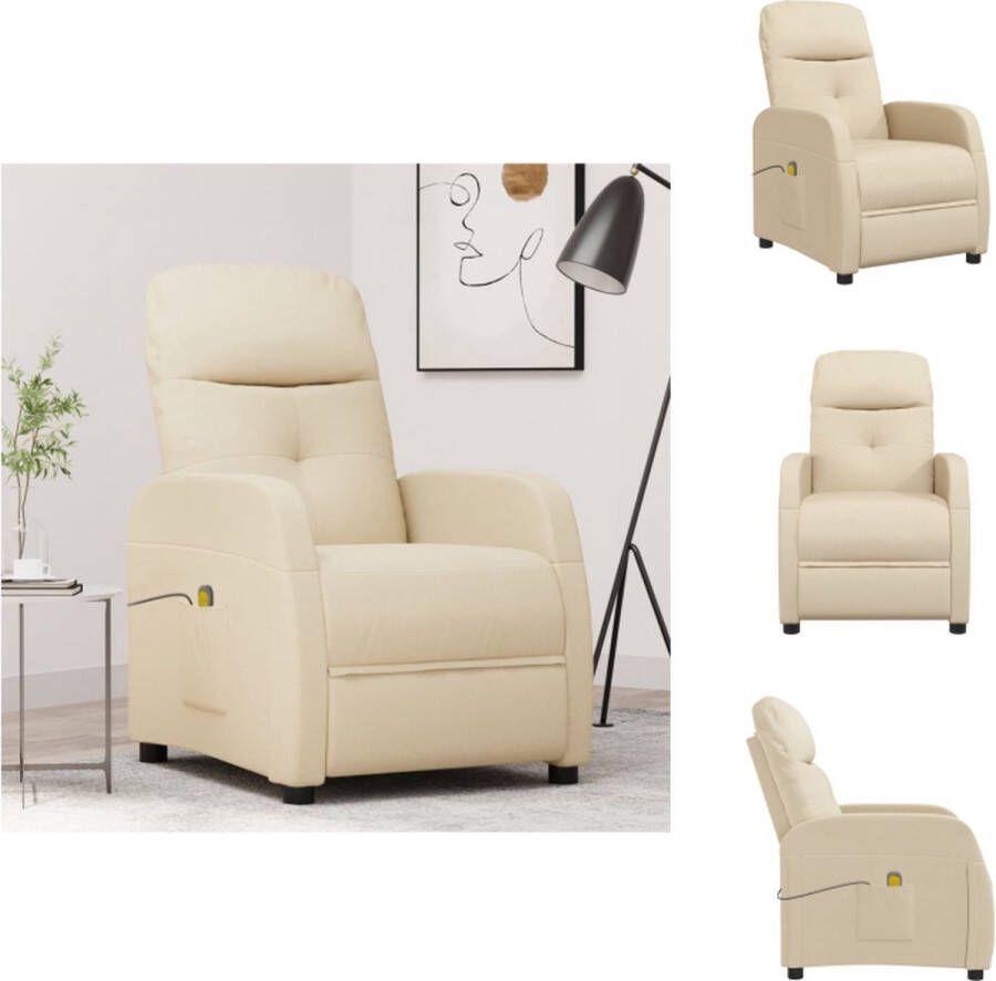 VidaXL Massagefauteuil Verstelbaar Massagefunctie Comfortabele zitting Stevig frame Crème 63.5x97-144.5x85-104.5cm Fauteuil