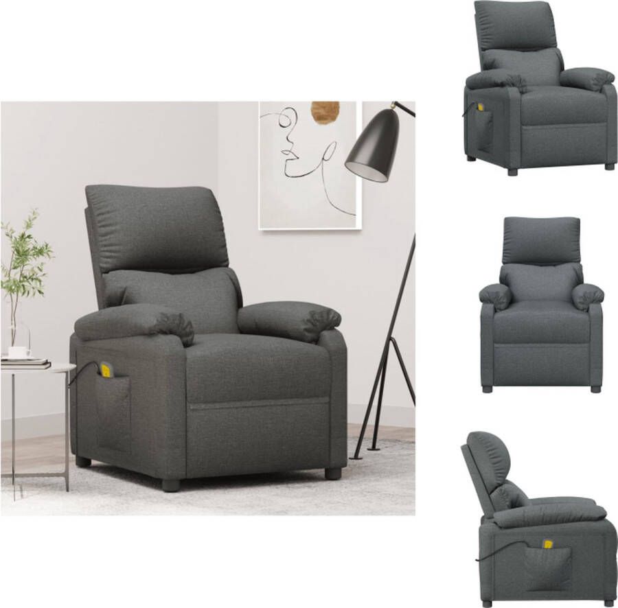 VidaXL Massagefauteuil Verstelbaar Massagefunctie Comfortabele zitting Stevig frame Donkergrijs 73x92x101cm Fauteuil