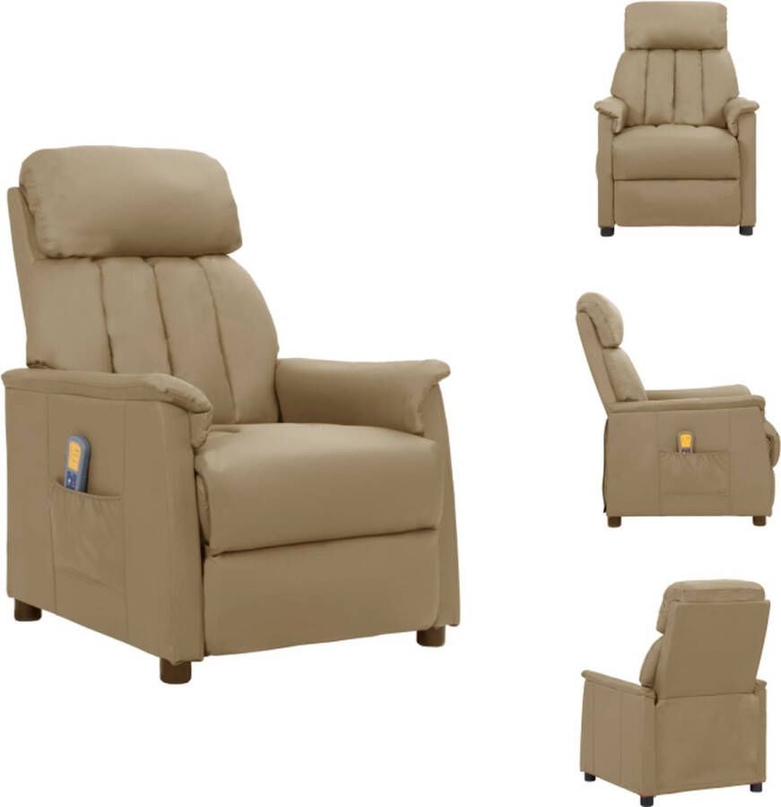 vidaXL Massagefauteuil Verstelbaar Massagefunctie Kunstleer Cappuccino 73x92x102.5cm Fauteuil