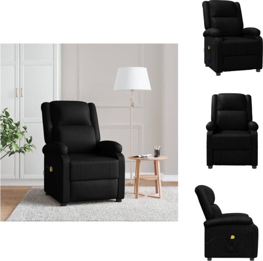 vidaXL Massagefauteuil verstelbaar massagefunctie USB-aansluiting comfortabel kunstleer zwart houten en ijzeren frame 70x93x98cm Fauteuil