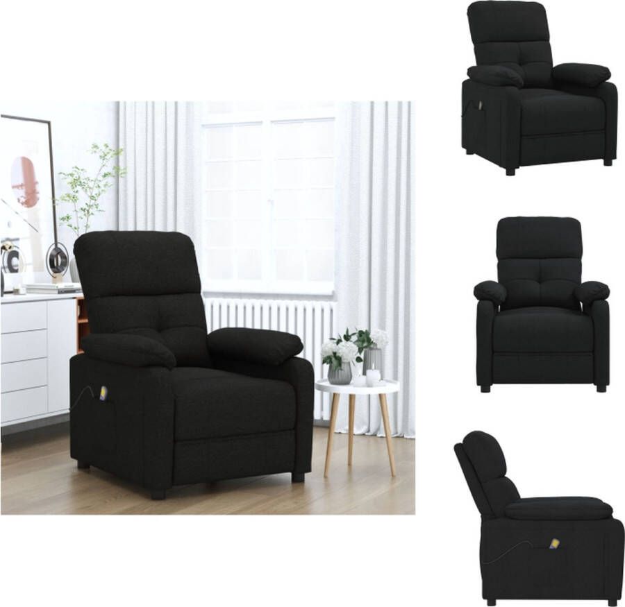 VidaXL Massagefauteuil Verstelbaar Massagepunten USB-aansluiting Comfortabel Zwart 73 x 90 x 100 cm 6 massageprogrammas Montage vereist 110 kg Fauteuil