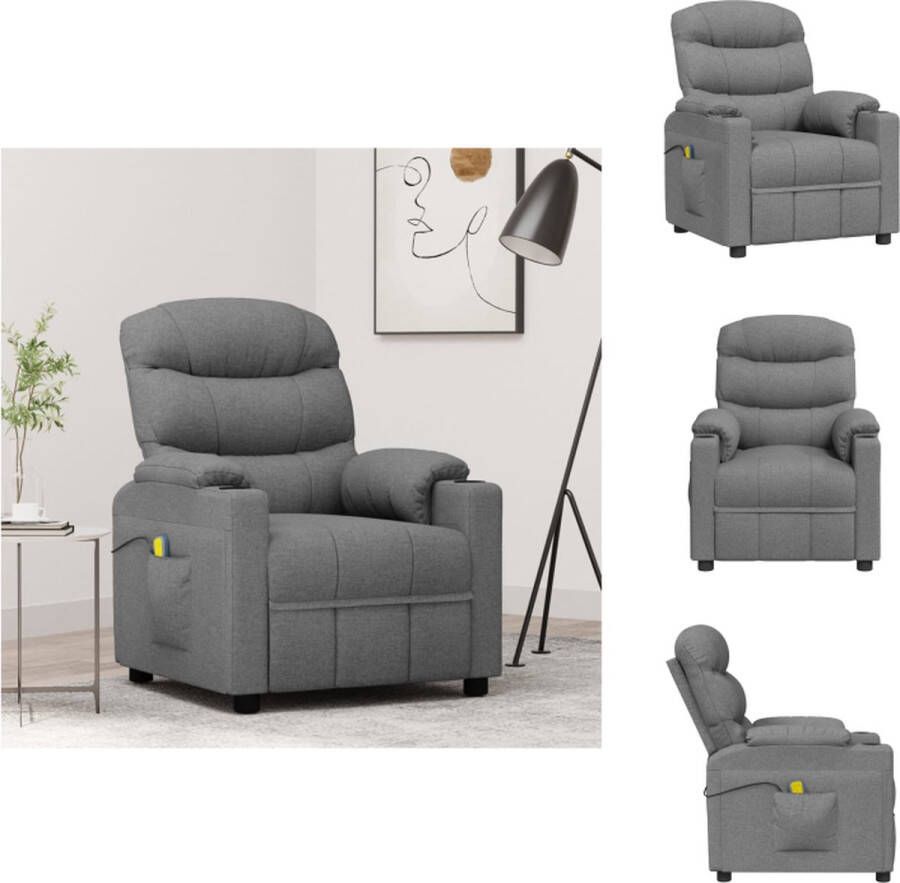 VidaXL Massagefauteuil verstelbaar met 6-punts trillingsmassage lichtgrijs 75.5 x 92 x 105 cm Fauteuil