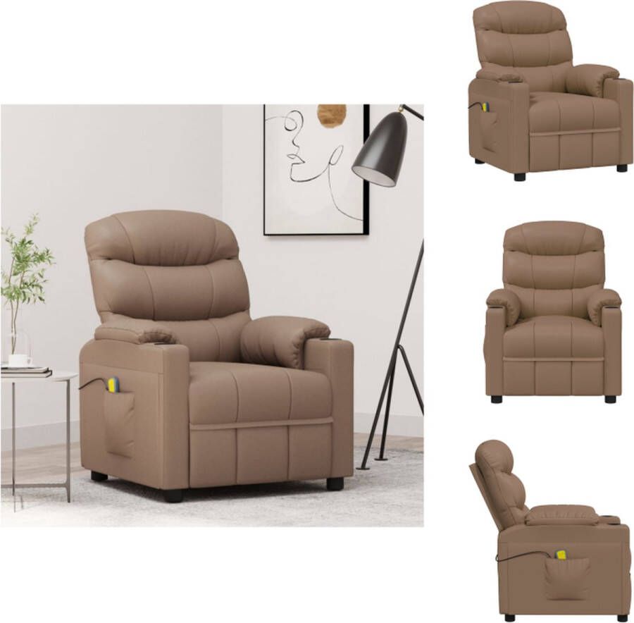 VidaXL Massagefauteuil verstelbaar ontwerp massagefunctie comfortabele zitervaring kunstleer stevig en stabiel frame cappuccino 75.5x92x105 cm Fauteuil