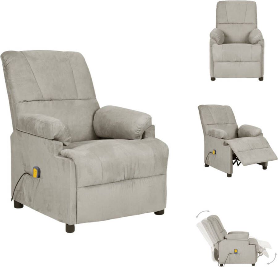 VidaXL Massagefauteuil Verstelbaar ontwerp Vibratie- en warmtefunctie Comfortabele zitervaring Stevig en stabiel frame Lichtgrijs 70x90.5x98 cm Fauteuil