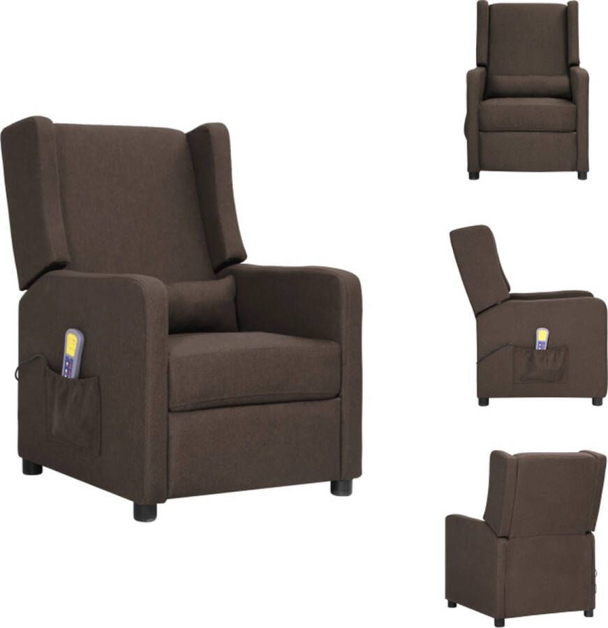 VidaXL Massagefauteuil Verstelbaar Vibratie en warmte Bruin stof 68.5 x 88.5 x 95.5 cm Fauteuil