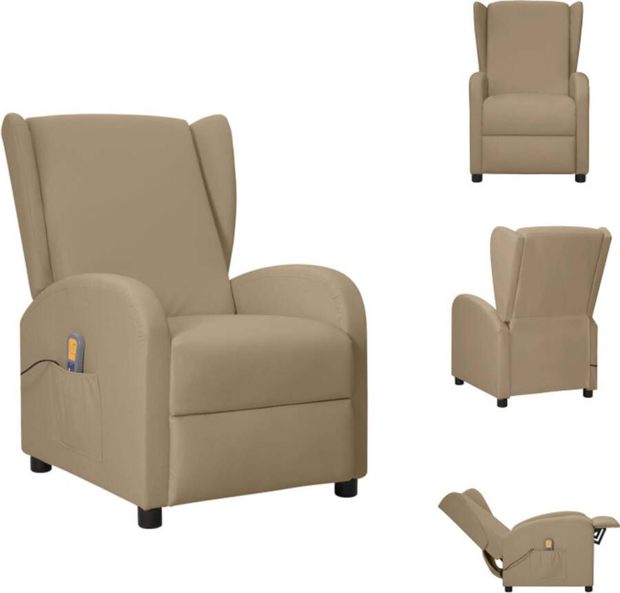 vidaXL Massagefauteuil Verstelbaar Vibratie en Warmte Kunstleer Cappuccino 66x94x98.5 cm Fauteuil